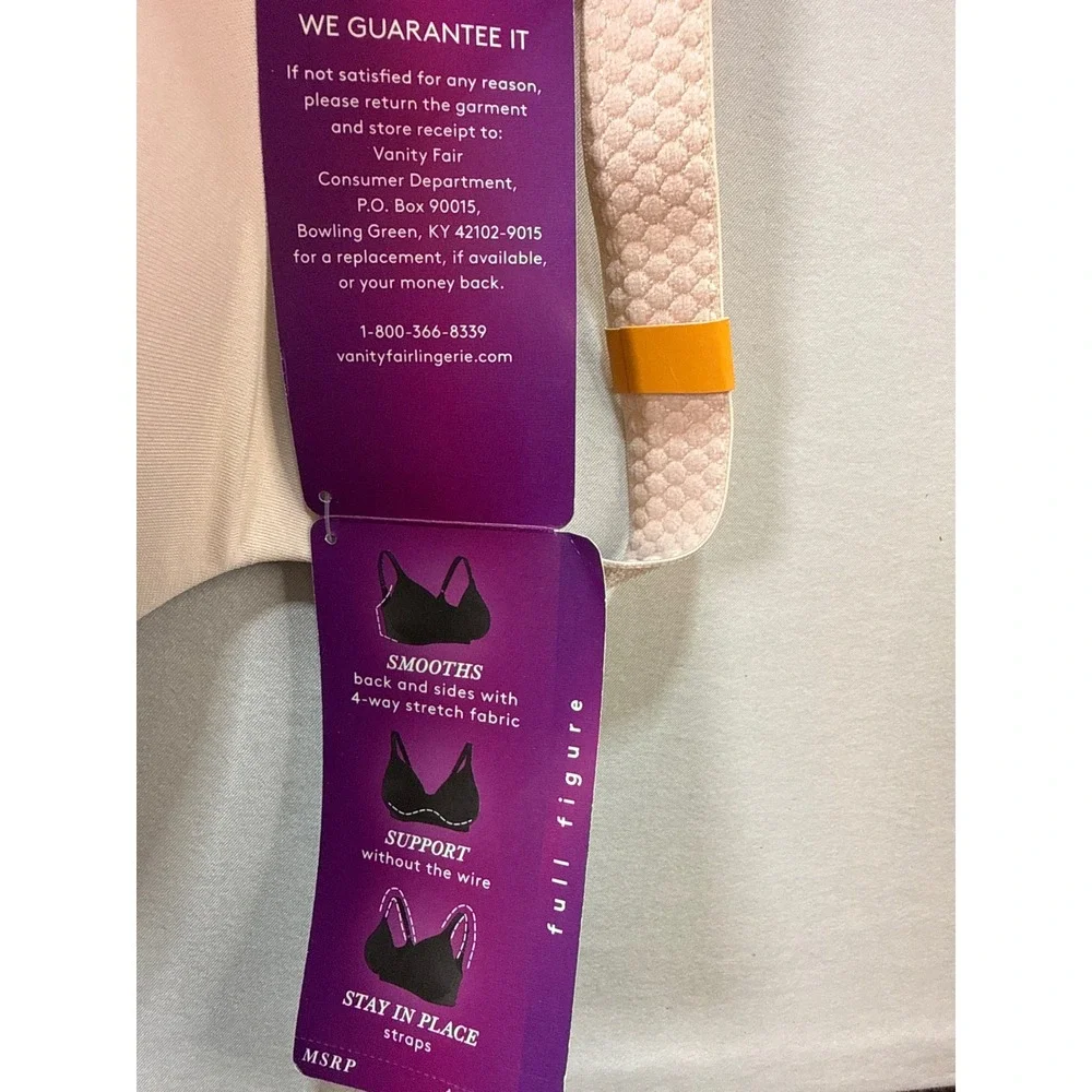 Vanity Fair Beauty Back Full Figure Wirefree Bra 71380 Sherquartz 42DD NWT